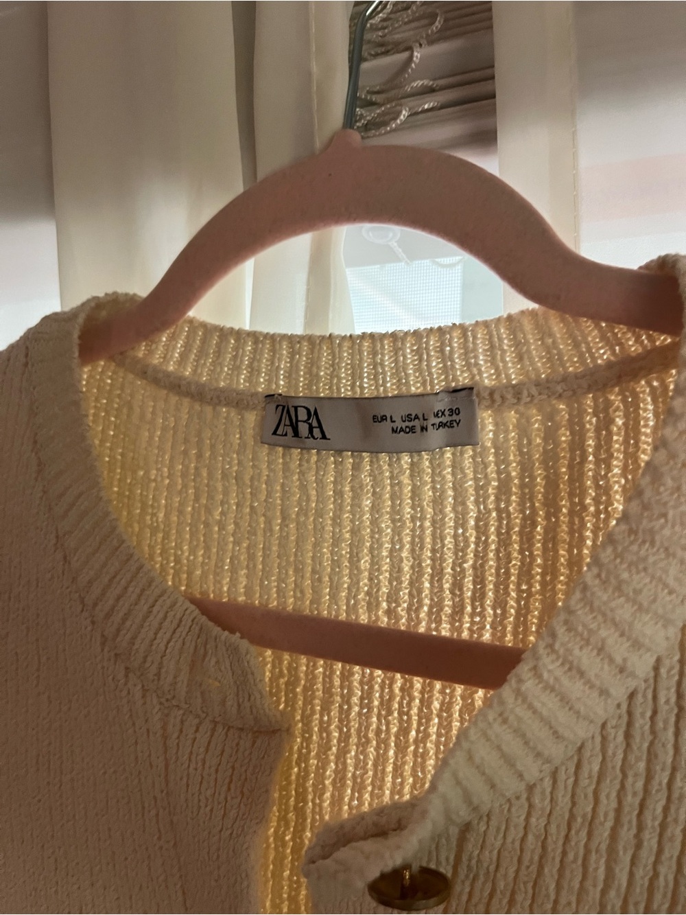 Zara Cream Ribbed Knit Button Vest - Picture 2 of 2